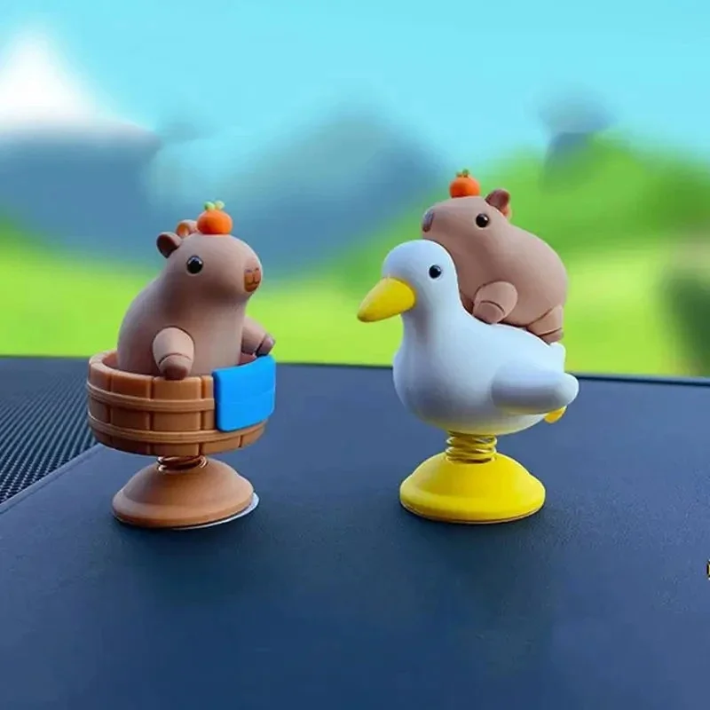Capybara – décoration de voiture créative de printemps, tête secouante, Figurine de tableau de bord, ornement, décoration intérieure de voiture