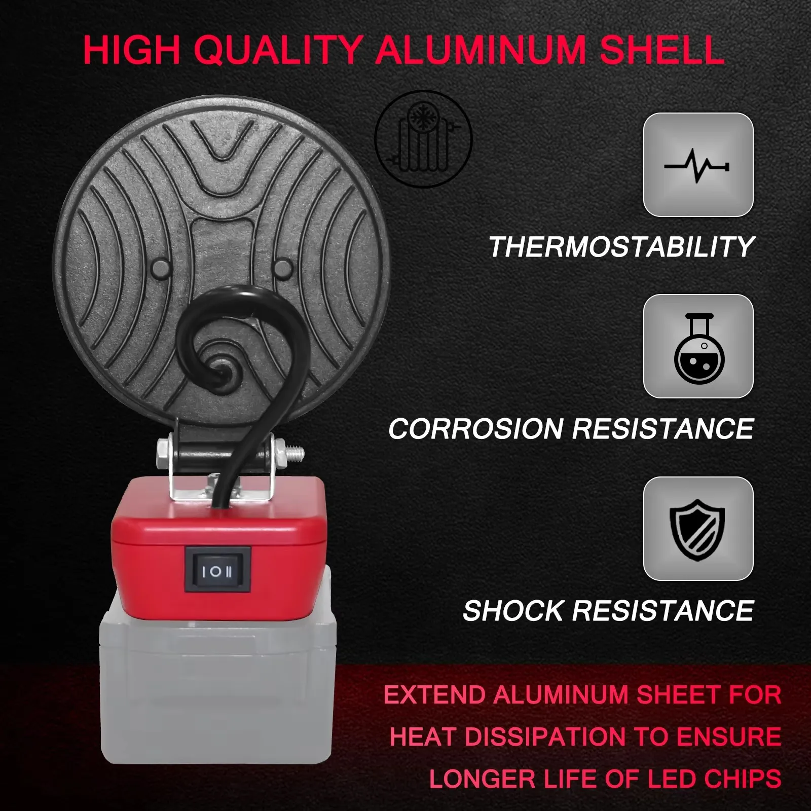 9800LM LED Work Light Flashlight Electric Torch Spotlight For Milwaukee M18 14.4V 18V Li-ion Battery High Low Ceam Control