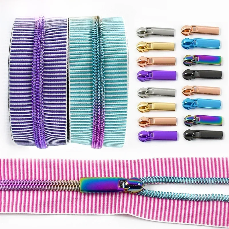 1/2/4/5 Meter Meetee 5 #   Gestreiftes Nylon-Reißband zum Nähen von Taschen, kontinuierliche Rolle,