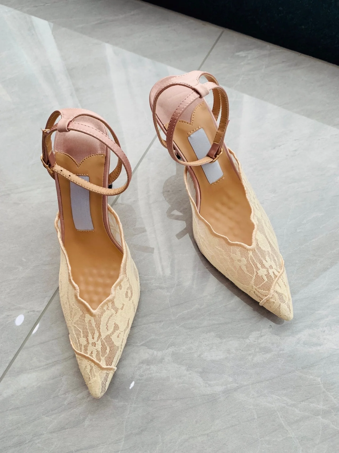 2026 Summer New Style Women's High Heels - Lace Design - High-end European Style - Orange - Beautiful Evening Shoes for Women