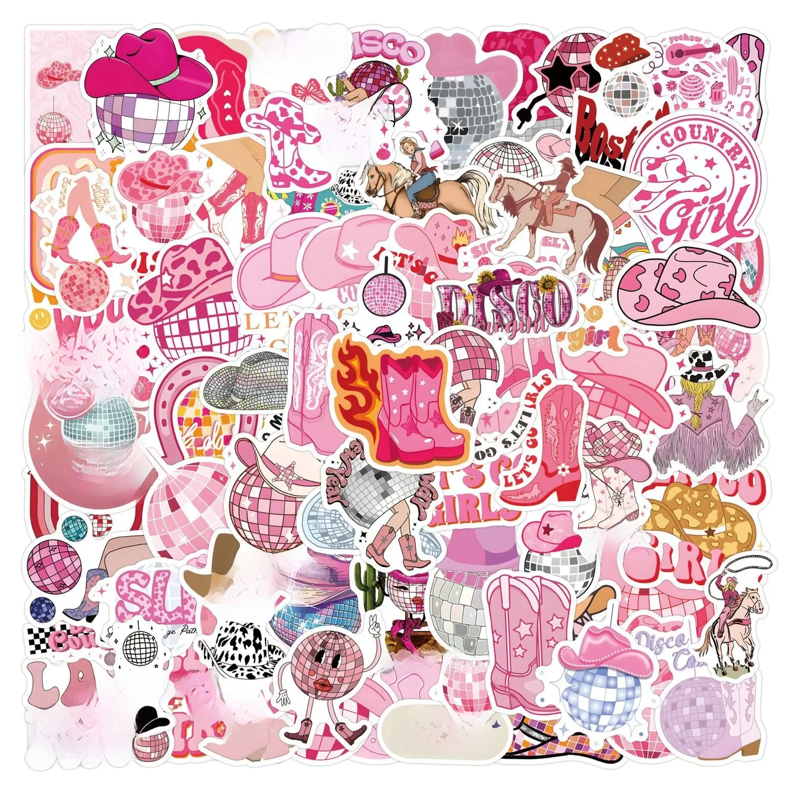 AliExpress GOGOTU 10/30/50/110PCS Pink Style Disco Cowgirl Stickers Cartoon Graffiti Sticker Toy Luggage Laptop Guitar Car Bike Skatboard Decals