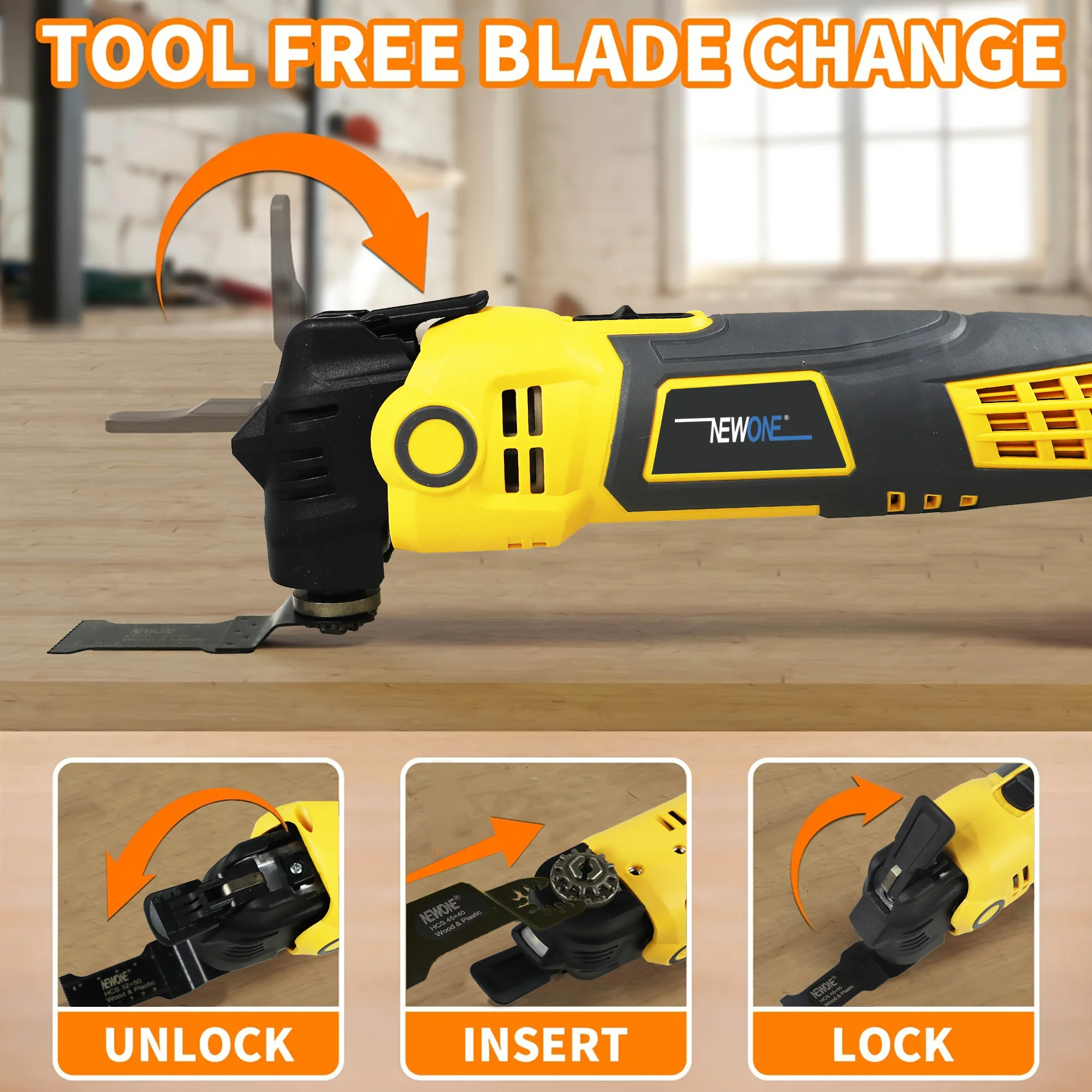 أداة تتأرجح سريعة الإصدار مقاومة للصدمات باللون الأصفر بقدرة 500 وات مناسبة للنشر والتلميع والزجاج المعدني الخشبي #3