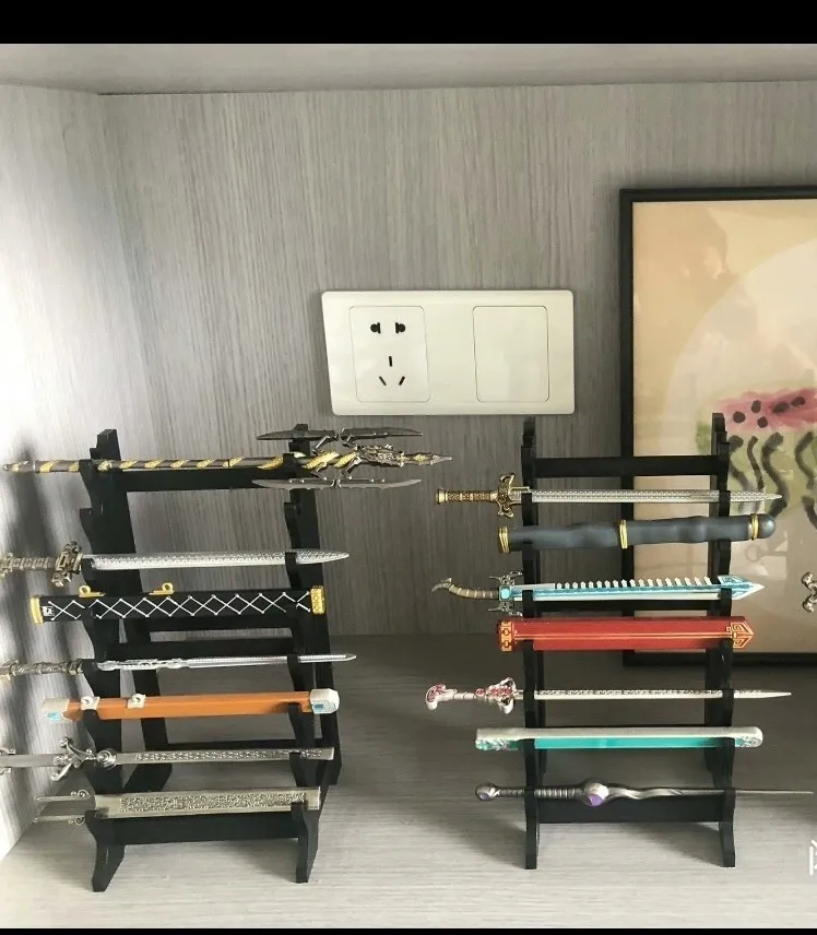 8Tiers Mini Katanas Toys Support Wooden Katanas Model Display Stand Japanese Style Decor Portable for Shops Anime Enthusiasts