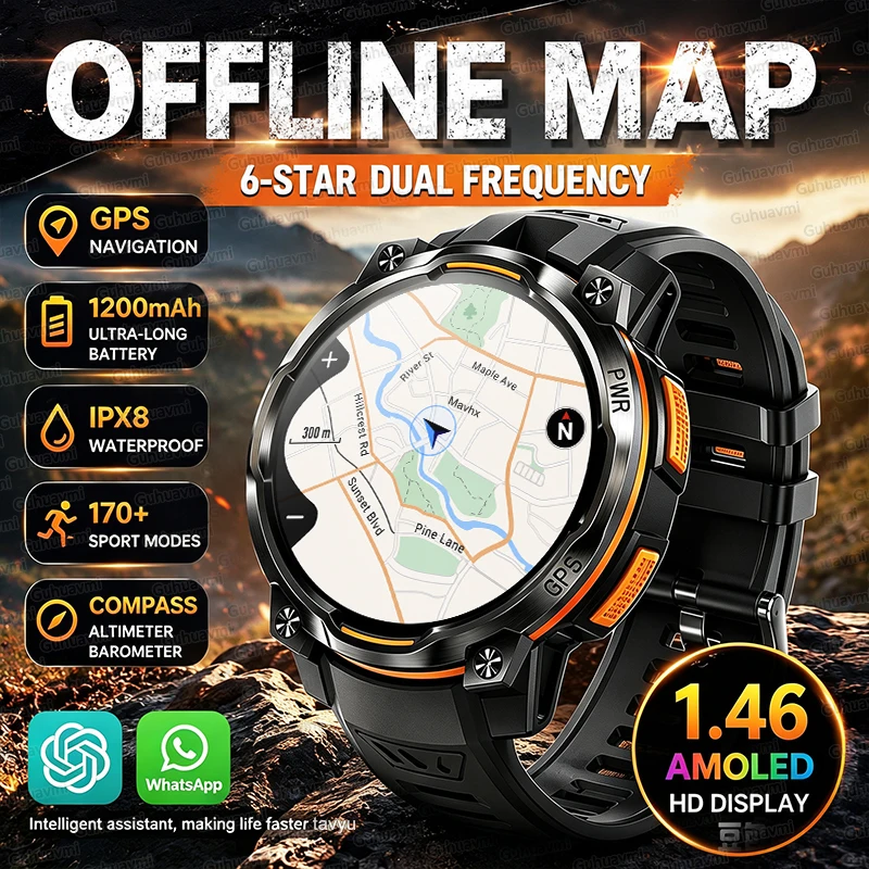 Altimeter Compass Watch - New GPS Map No Signal Navigation