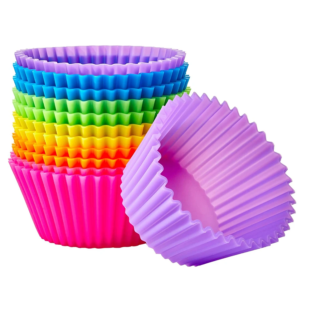 Reusable Silicone Baking Cups - 6 to 24 Pack Non-Stick Muffin Liners, Heat-Resistant, Multicolor