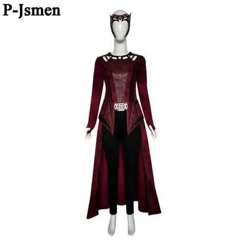 P-Jsmen Scarlet Witch Wanda Vision Cosplay Costume Scarlet Witch Maximoff Women Halloween Carnival Mask Suit Halloween Costume