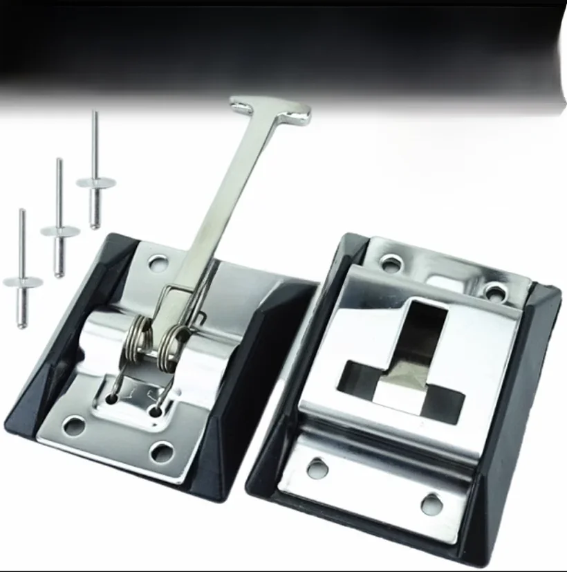 Support de loquet de porte d'entrée en métal de style T, fournitures de remorque de camping-car, acier inoxydable 304, acier au carbone avec revêtement en zinc, 1PC