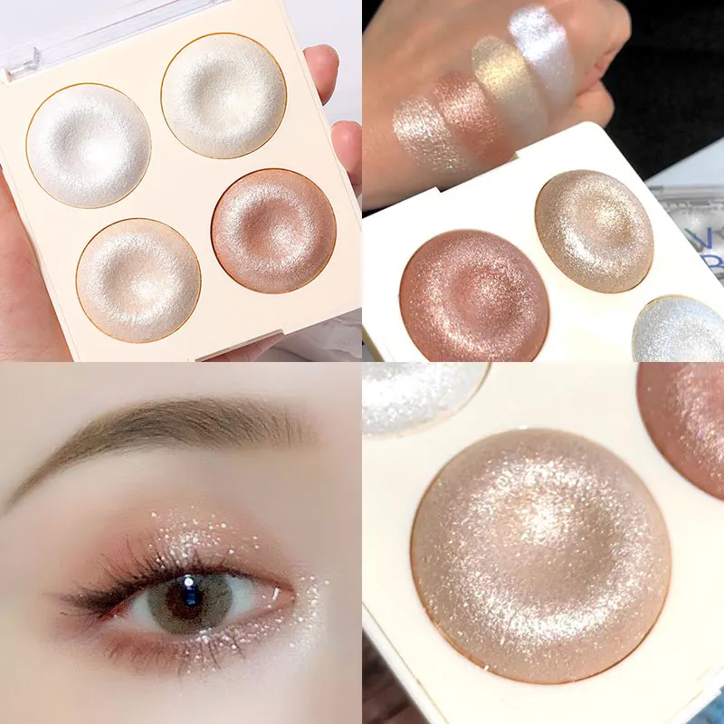 Palette de poudre surligneur diamant 4 couleurs, paillettes, Contour du visage, maquillage scintillant, cosmétique Ultra concentré