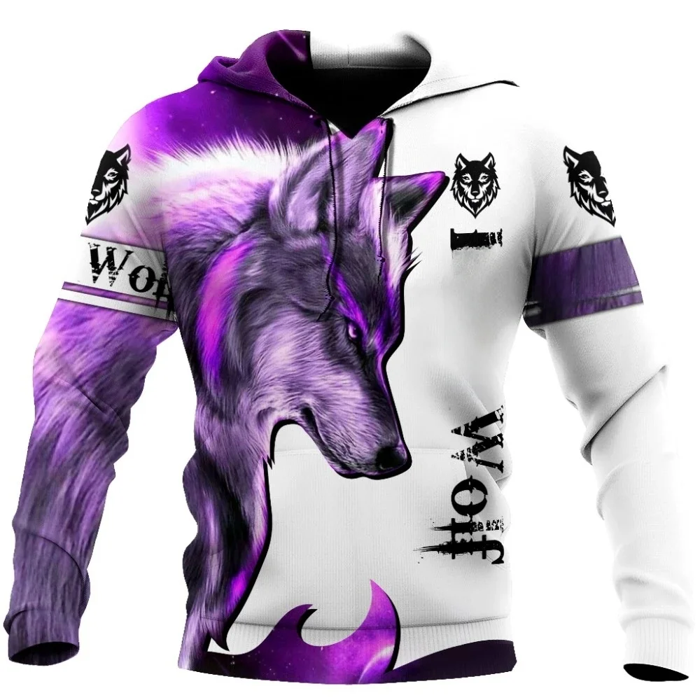 Moda Jesienny lew, wilk Bluzy z kapturem Biała skóra tygrysa 3D Nadrukowane na całej powierzchni Bluza męska Unisex Zip Pullover Casual Jacket — zdjęcie 2