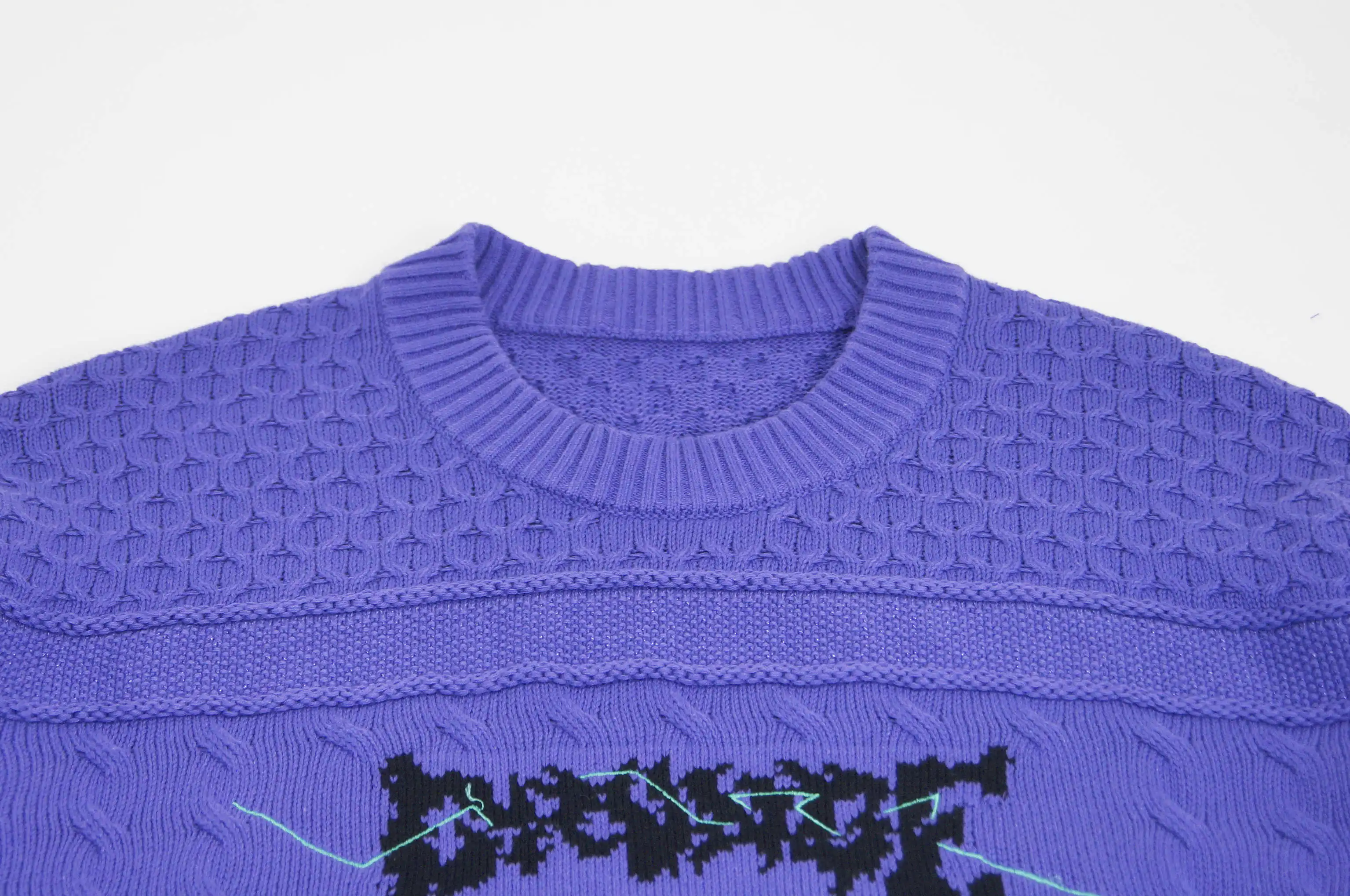 Men's Crew Neck Pullover Sweater Men's High-end Monogrammed Purple Crew Neck Pullover Knit Sweater