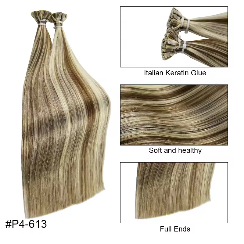 Straight Human Hair Extension By Fusion Flat Tip Keratin Capsules 0.8g/ 1g/Strand 50pcs Natural Hair Extension Ombre Blond Color - Image 21
