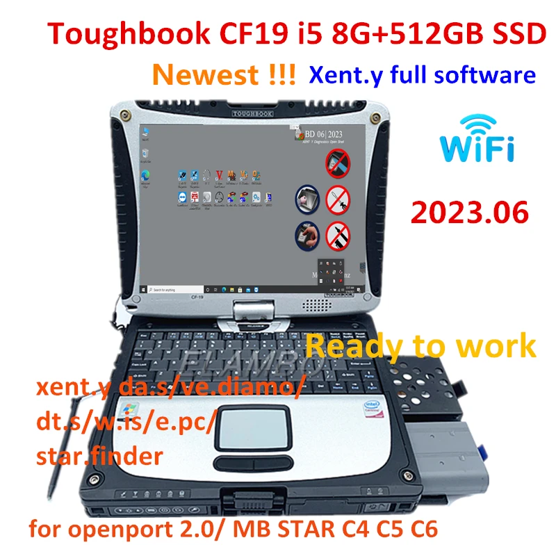 

For Panasonic Toughbook CF19 CF-19 I5 8GB Ram + 512GB SSD with newest 2023.06 xentry full software for MB Star C4/C5/C6 openport