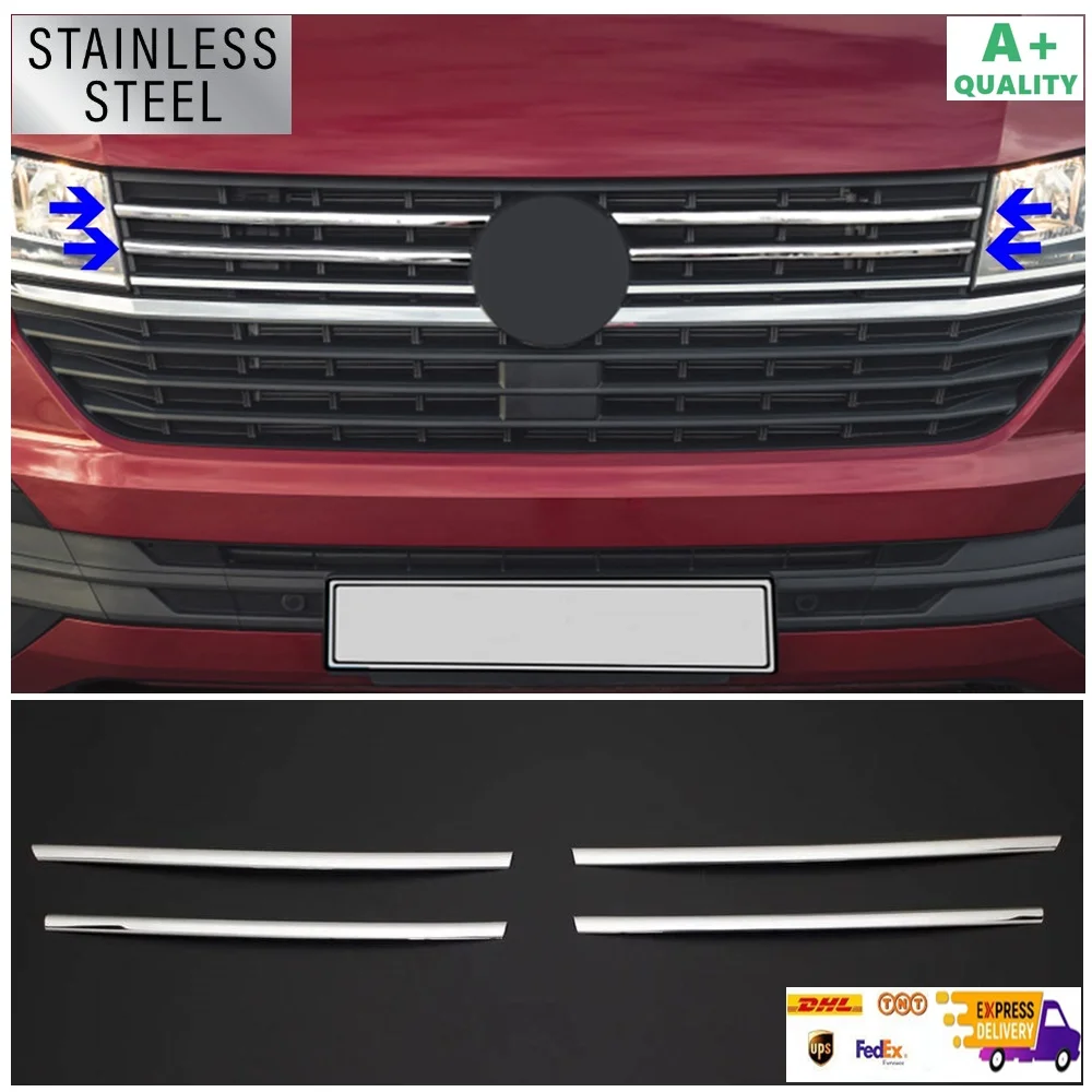 

For VW T6.1 Transporter Chrome Front Grille 4 Pcs 2020-2023 Models. Stainless Steel. A + Quality. Car Accessories. Tuning