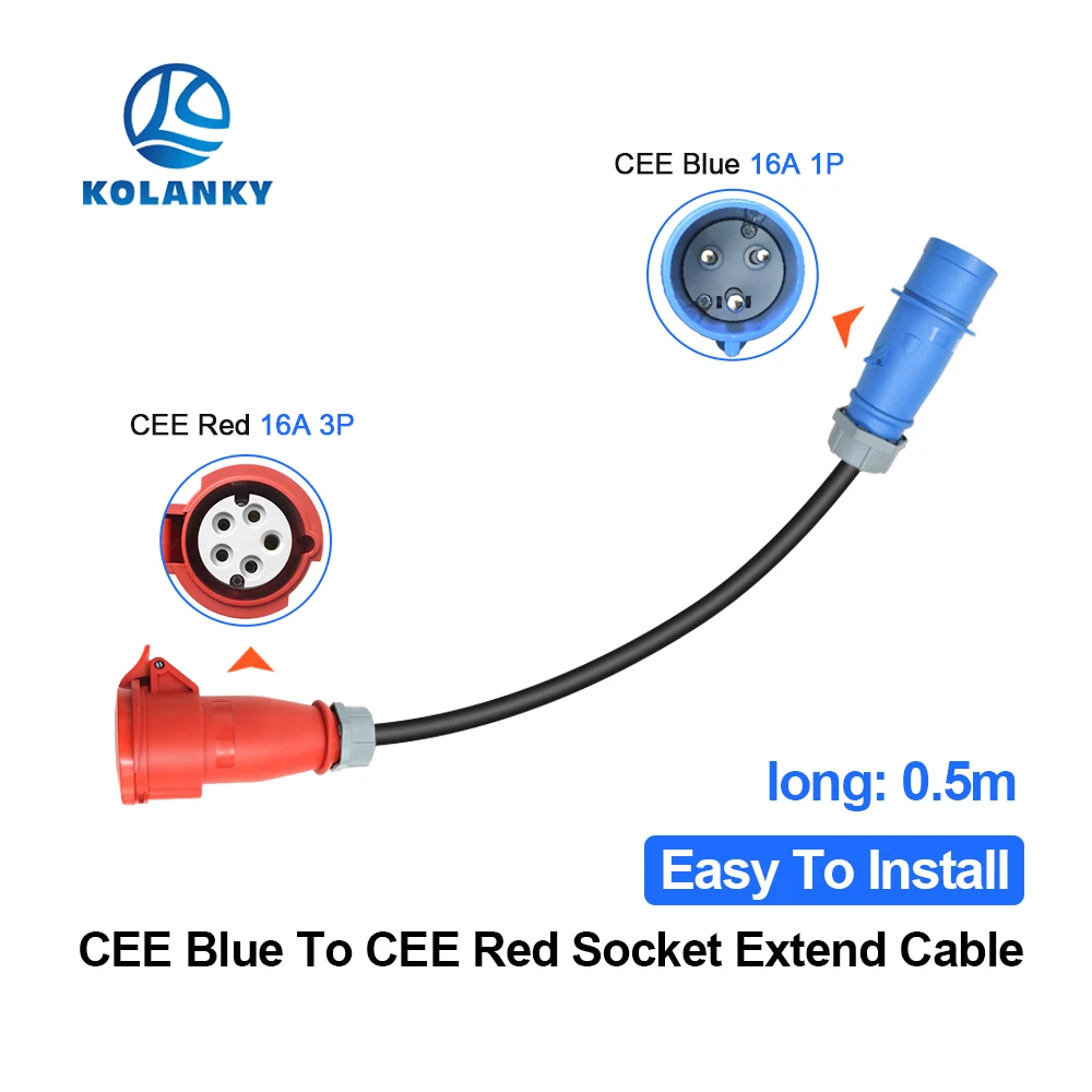 CEE Red Power Female Plug For Portable EV Charger Schuko Plug Socket Adapter Connect with 16A 3 Phase 11KW