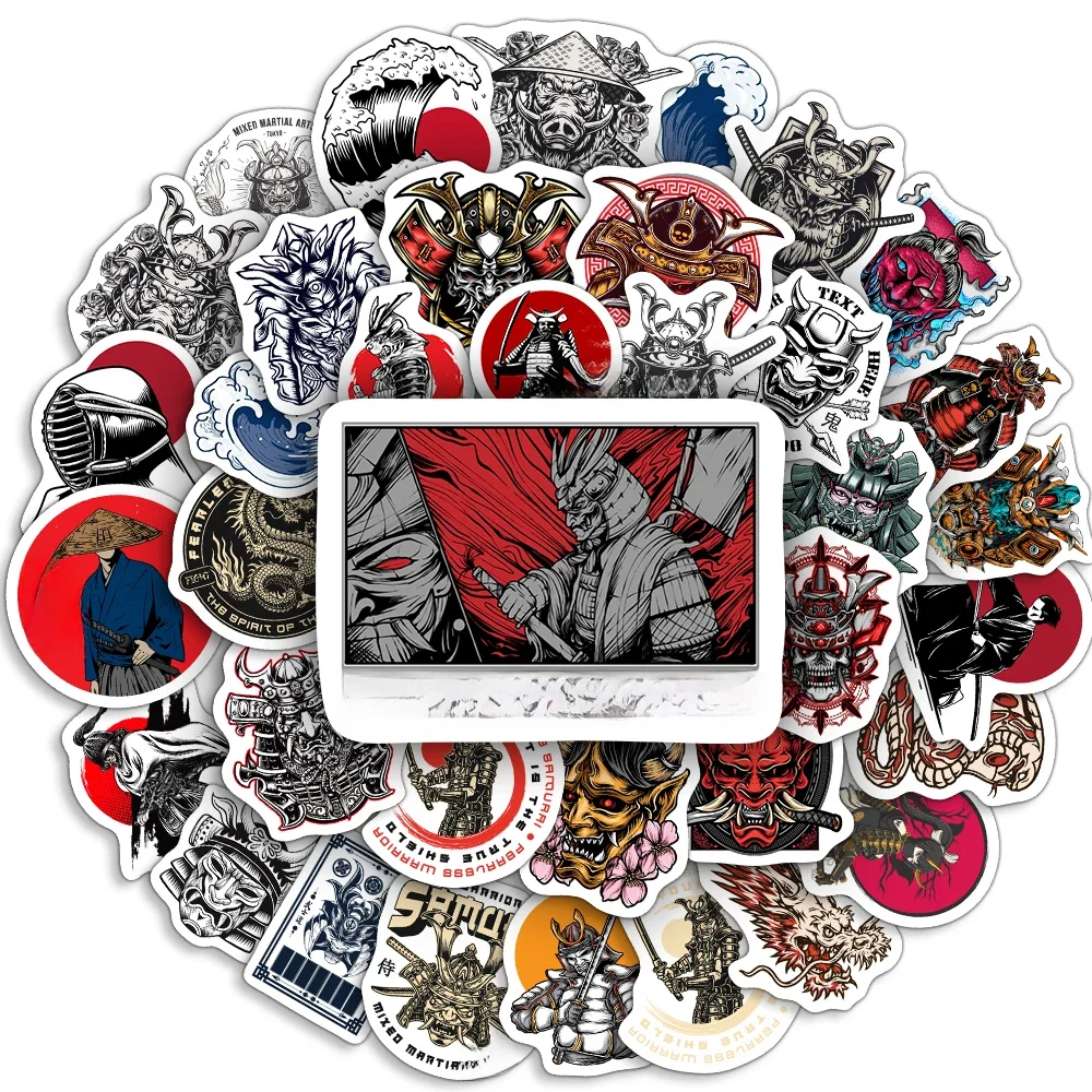 AliExpress NONE 10/25/50Pcs Japanese Samurai Characters Cool Waterproof Stickers DIY Skateboard Laptop Luggage Water Cup Bike Motorcycle Phone