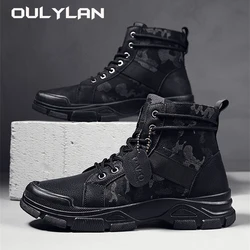 Medium Top  Boots Camouflage Men's Boots Trendy Casual Workwear Shoes Retro Hiking Trekking Climbing Desert Boots