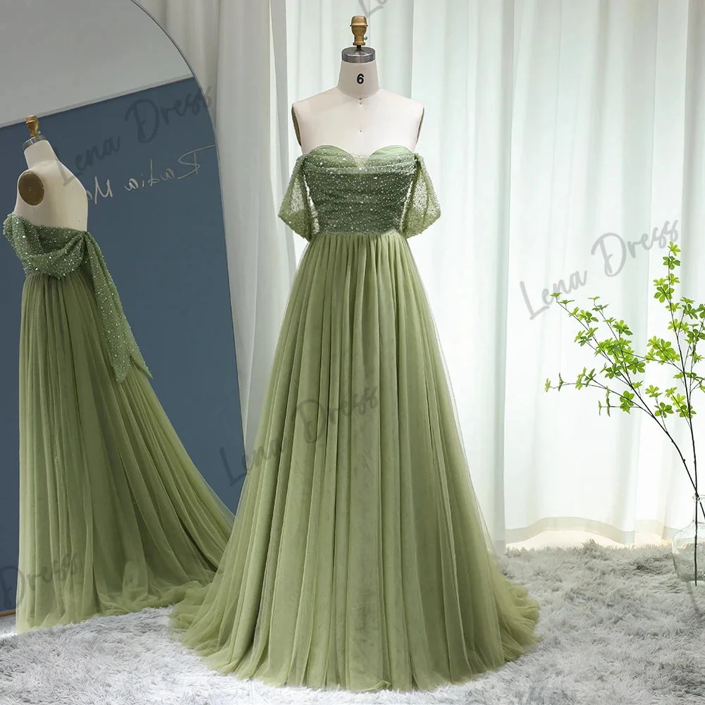 Sweetheart Saudi Evening Dresses 2024 Luxury Green Elegant Dress Woman 2024 Lena Line A Sequins Elegant Formal Dresses for Women