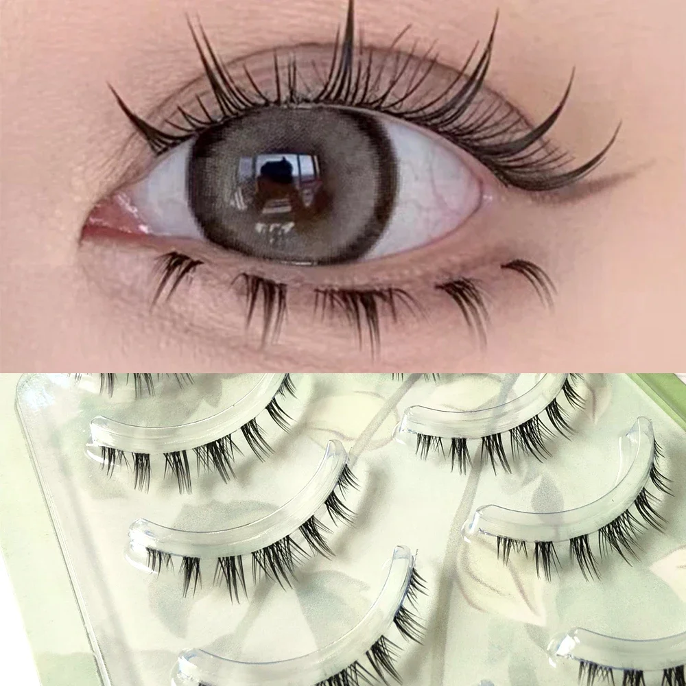 5 paires de cils inférieurs épais bande transparente sous les cils cils inférieurs doux à la main Manga cils inférieurs outils de maquillage
