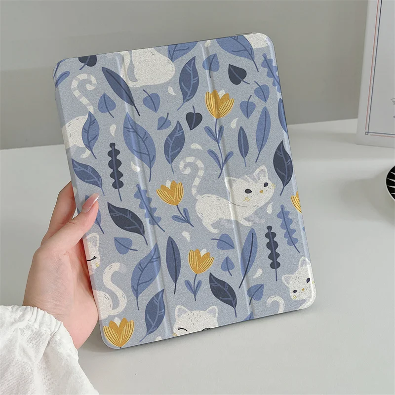 Cute Cat Print Tablet Case For iPad Air 2024 Pro 11 inch iPad Air 5/4 10.9 10th 5/6/7/8 10.2 9.7 inch Air3 10.5 mini 6/5/4 Cover