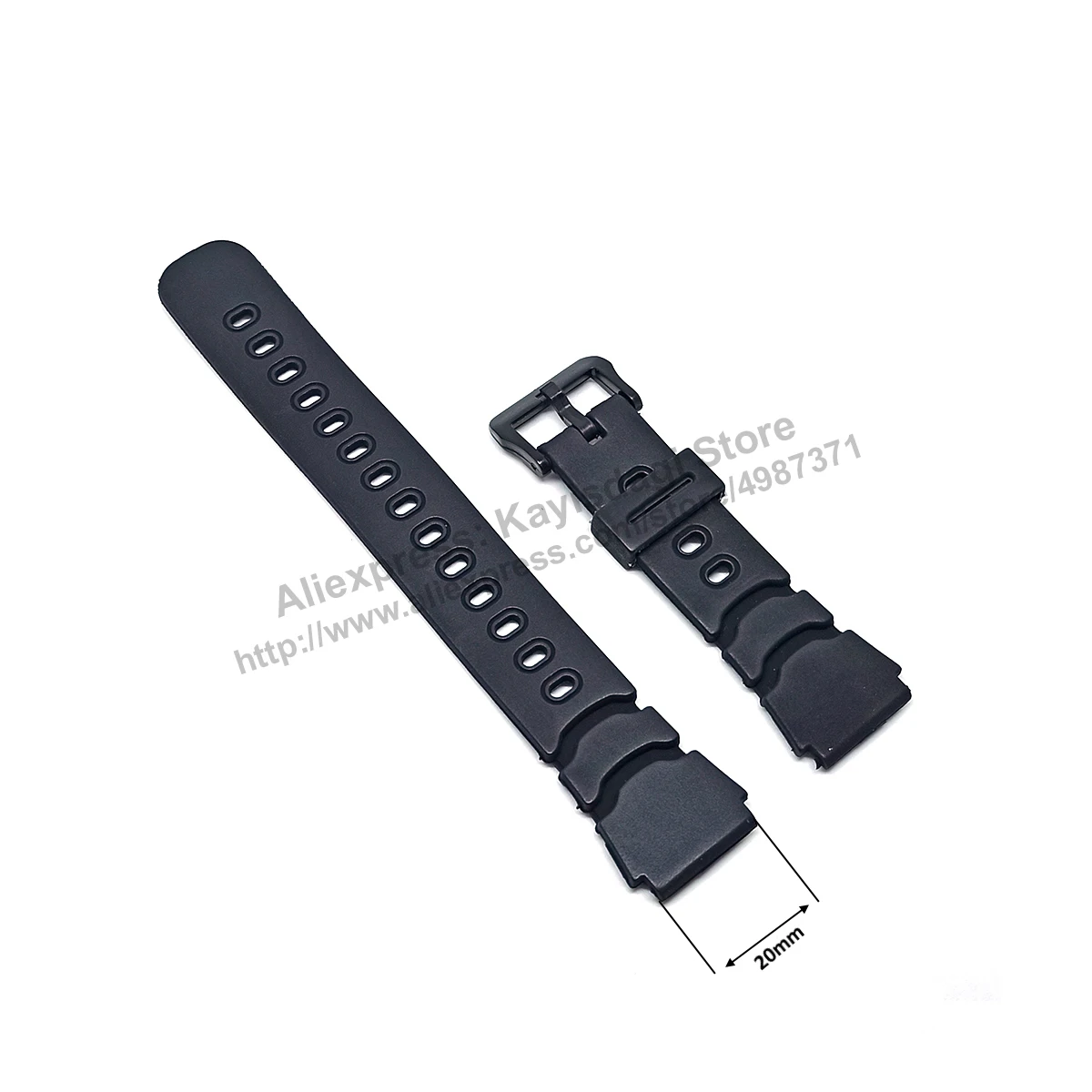 20mm Black Rubber Replacement Watch Band/Strap compatible Casio , Tag Heuer , Timex , Seiko 5 - Diver Style