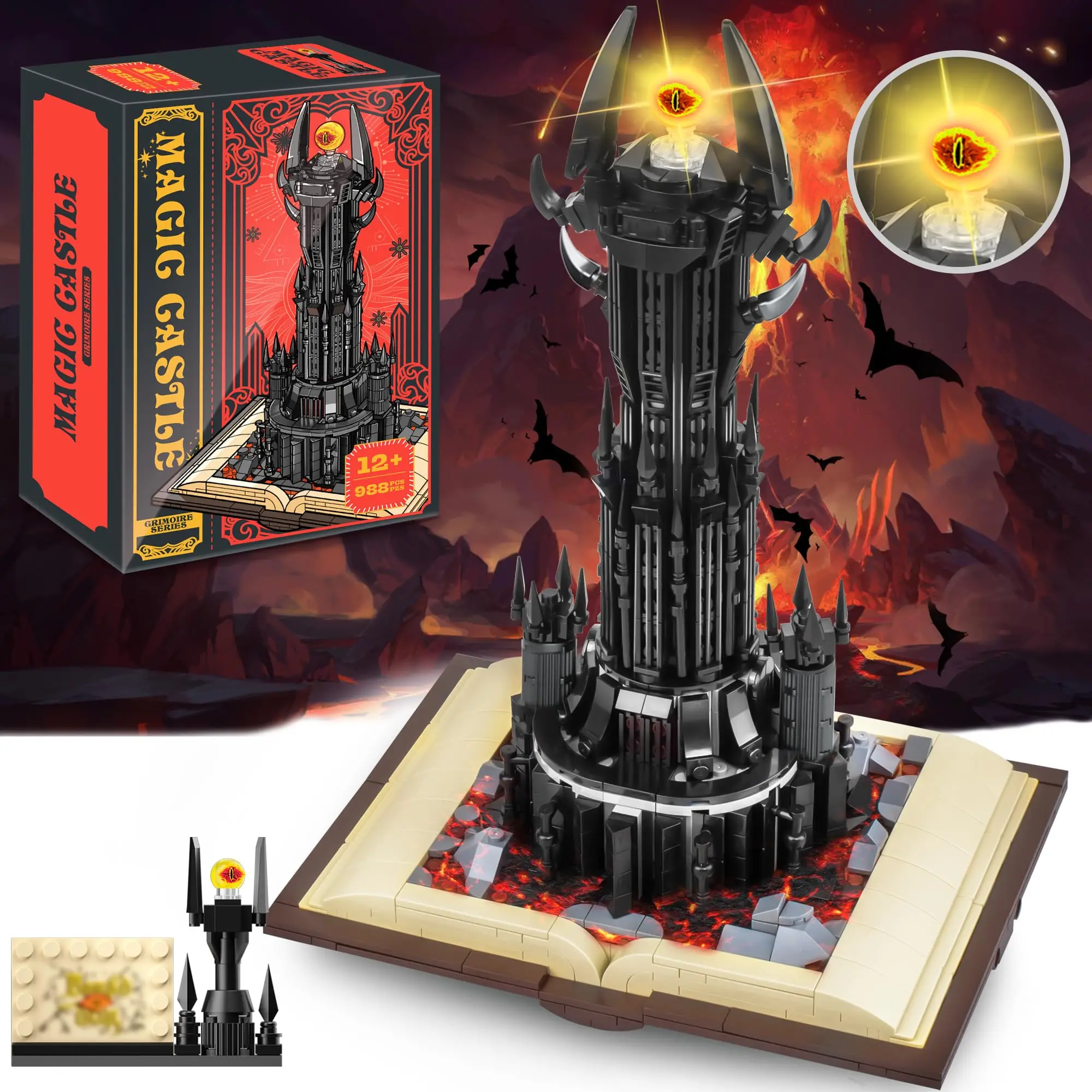 ToylinX 969PCS Magic Rings Building Set, Dark Tower Building Block Kits, Lord Castle Architecture Building Set Gift for Fans