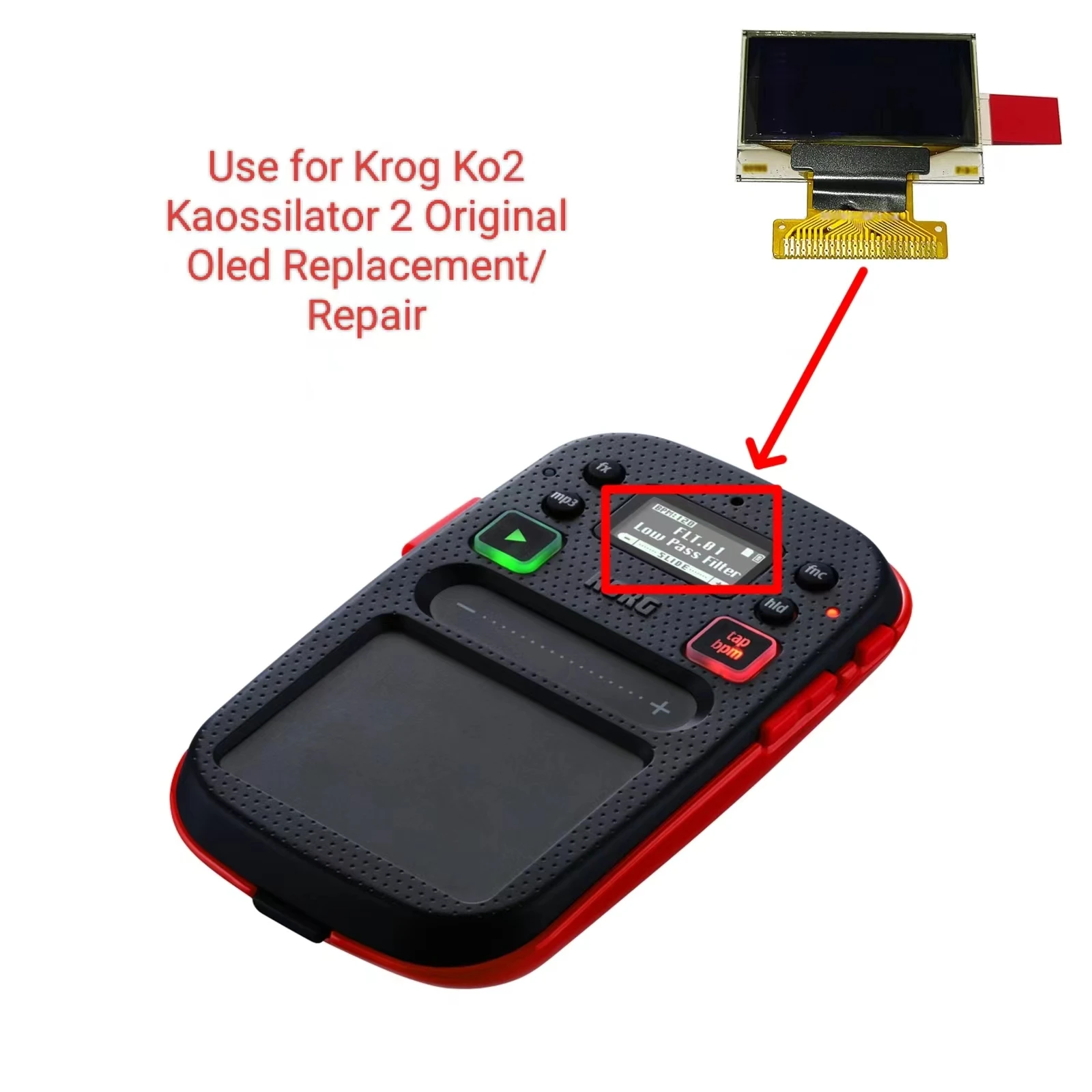 New Original Screen Oled Lcd Display for Krog Mini Kaoss Pad 2 Dynamic Phrase Synthesizer Replacement/Repair(Welding required!)