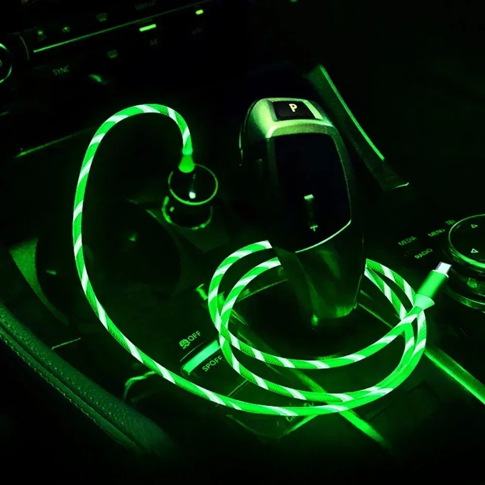 Świecący kabel LED 3A Kabel do szybkiego ładowania typu C USB typu C Kabel do szybkiego przesyłania danych Światło LED USB C Przewód — zdjęcie 2