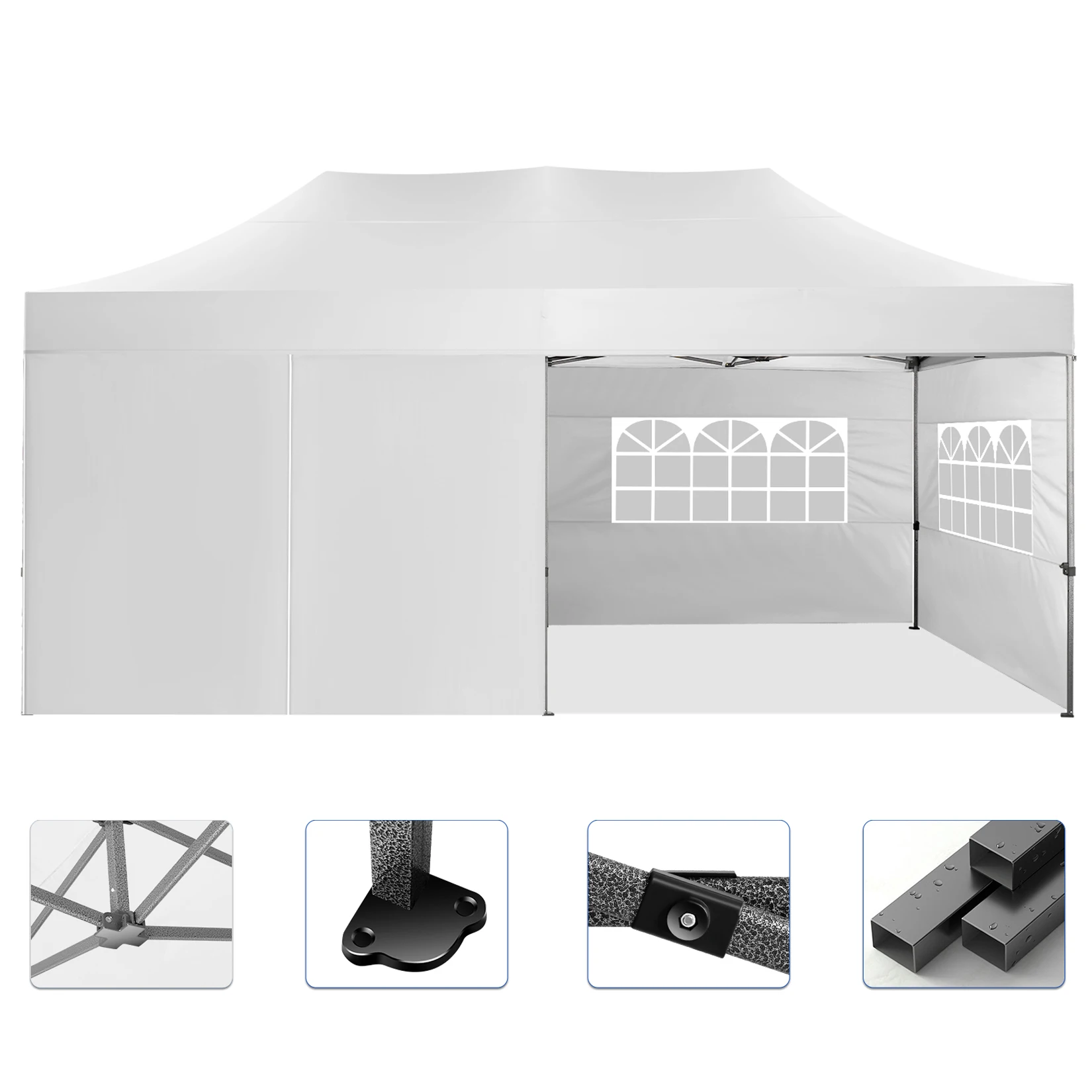 Pop up Canopy Tent 10x20 Heavy Duty Gazebo with 6 Sidewalls, UPF 50+ All Weather Waterproof Commercial Outdoor Wedding Party Tents Canopy with Roller Bag