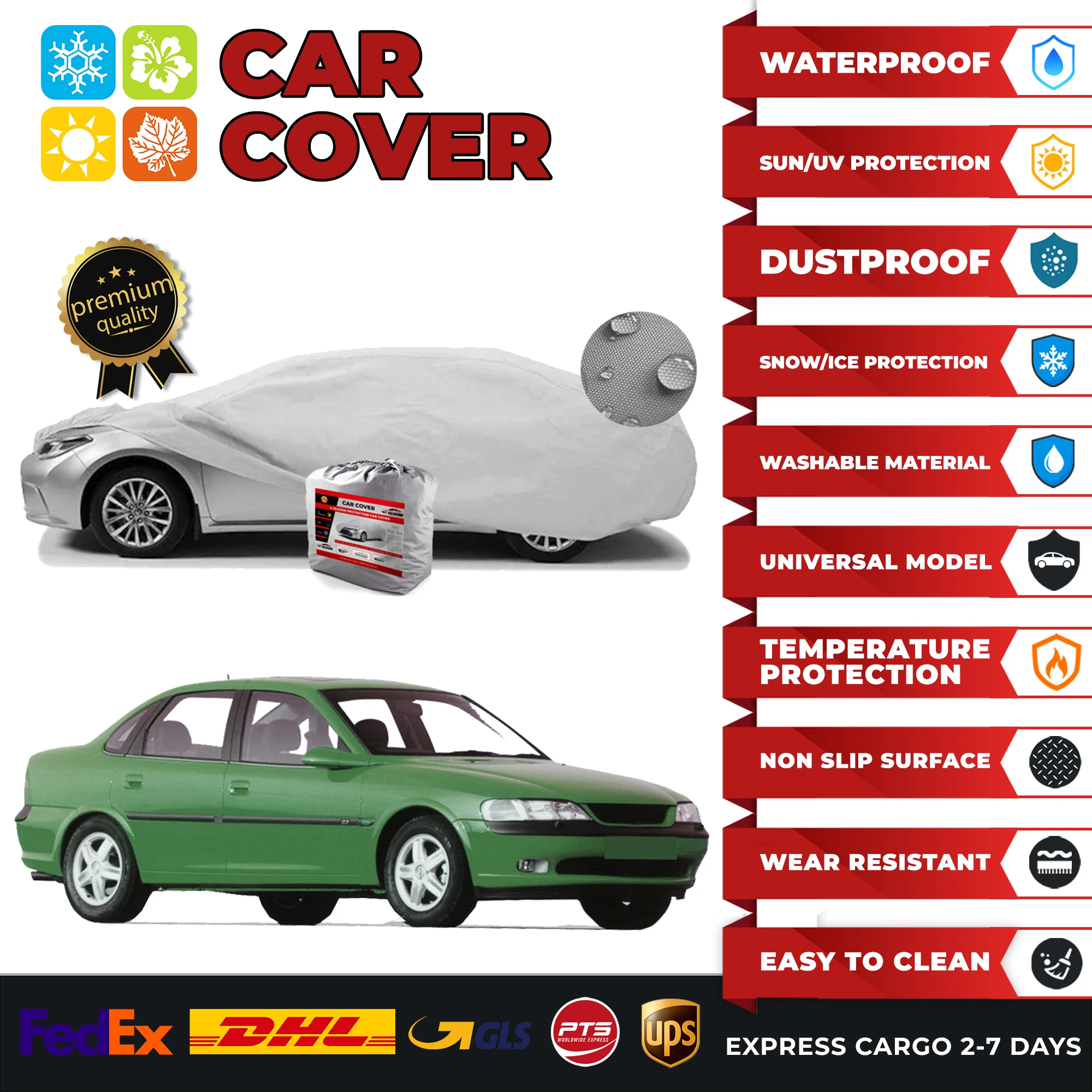 Car Cover for Vauxhall Opel Vectra B (95-02) Universal Car Cover Indoor Outdoor Full Auto Cover Sun UV Dust Resistant Protection