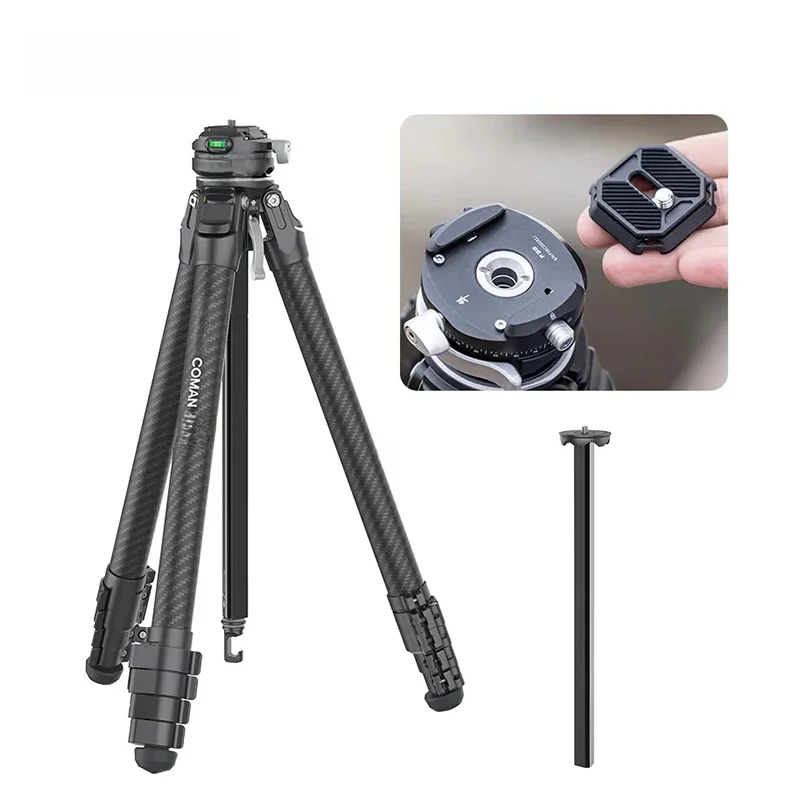 COMAN Zero F38 Reistripod van carbon fiber met 360° °   Panoramische balhoofd F38 snelkoppeling voor Nikon Canon DSLR camera statief - afbeelding 2