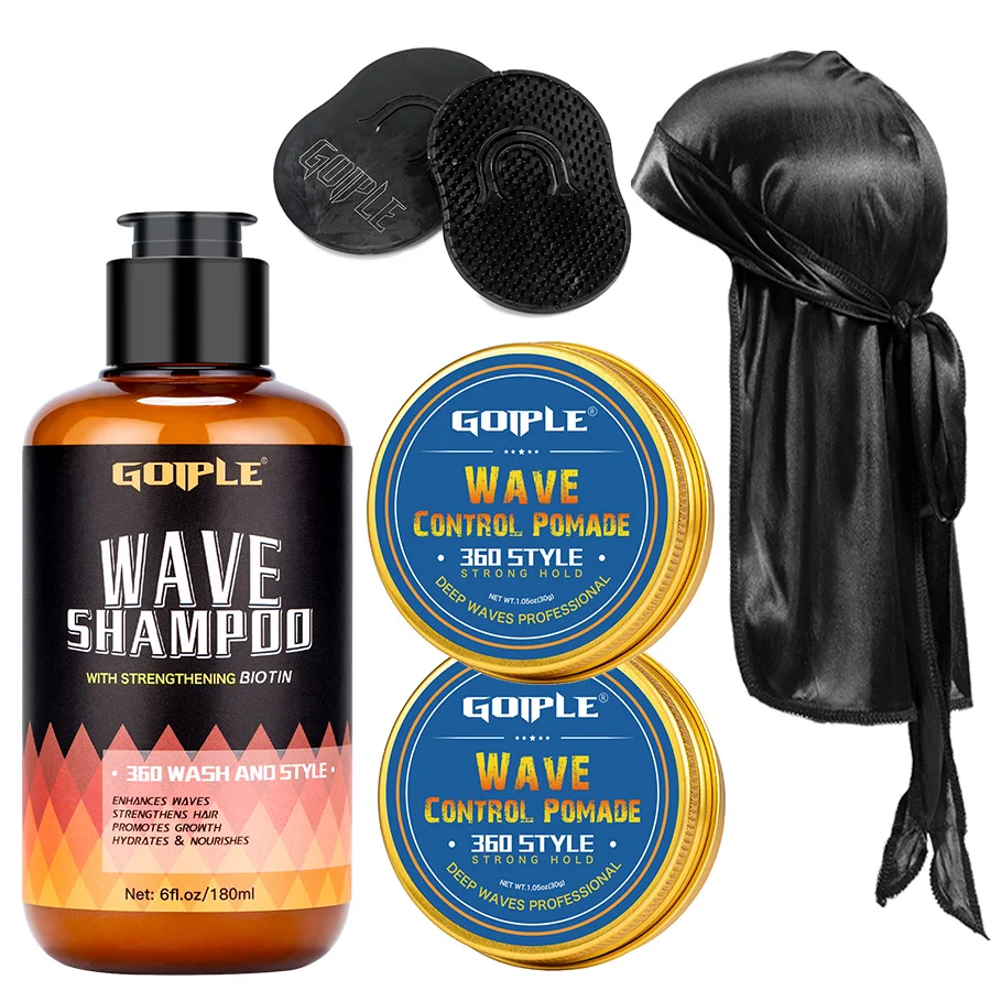 180ML Wave Shampoo for Men Small Size Anti-frizz Wax Cream Layered Styling Hair Pomade  Brush Pirate Hat Deep Clean Care Product