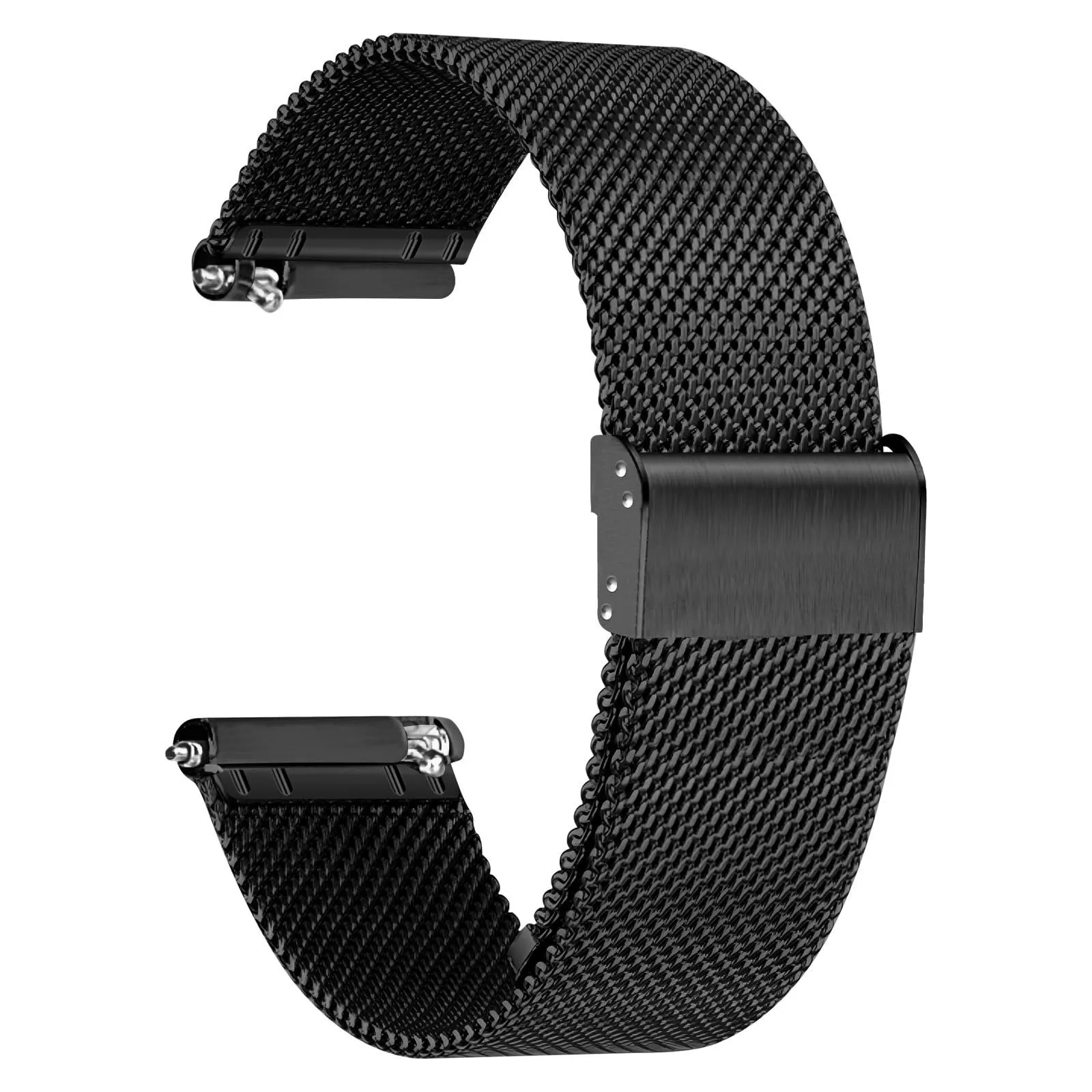 Cinturino per orologio in maglia di acciaio inossidabile nero da 22 mm con fibbia magnetica, cinturino sostitutivo milanese per orologi intelligenti da uomo e da donna