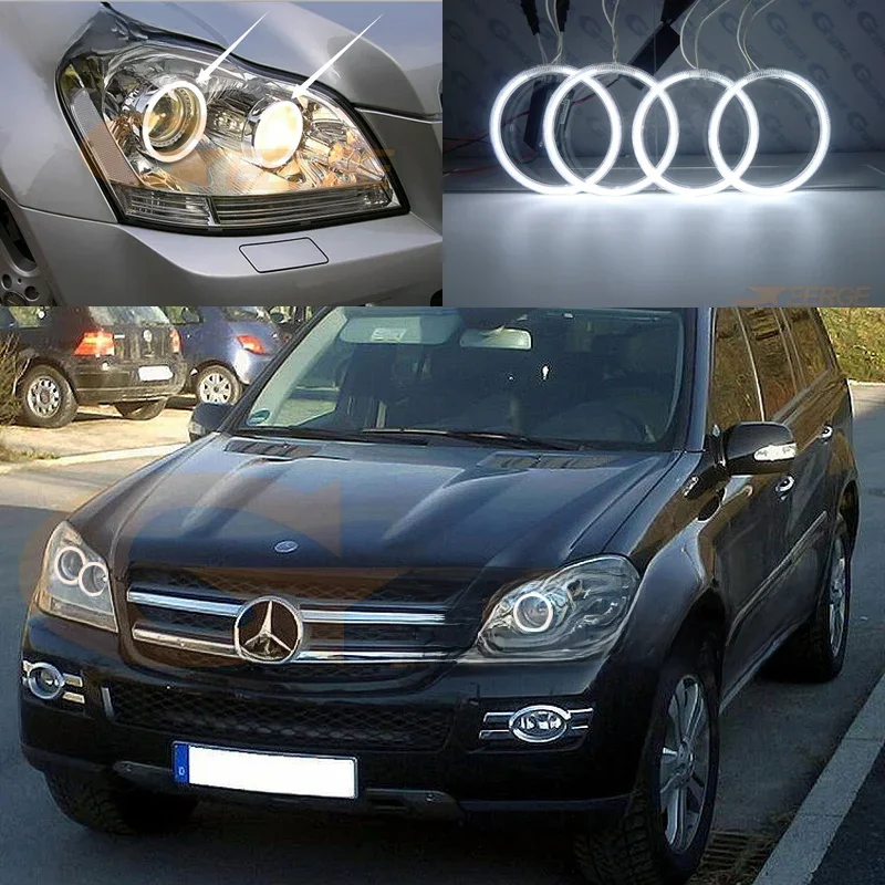 Do Mercedes Benz GL Class X164 GL320 350 420 450 500 2007-2012 Doskonały Ultra Bright CCFL Angel Eyes Kit Halo Rings — zdjęcie 2