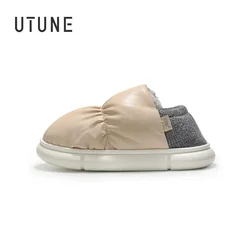 UTUNE Autumn Winter slippers warm Comfortable Soft Sole Non-Slip Indoor Cotton Shoes Unisex Couple Casual Lazy Office Shoes