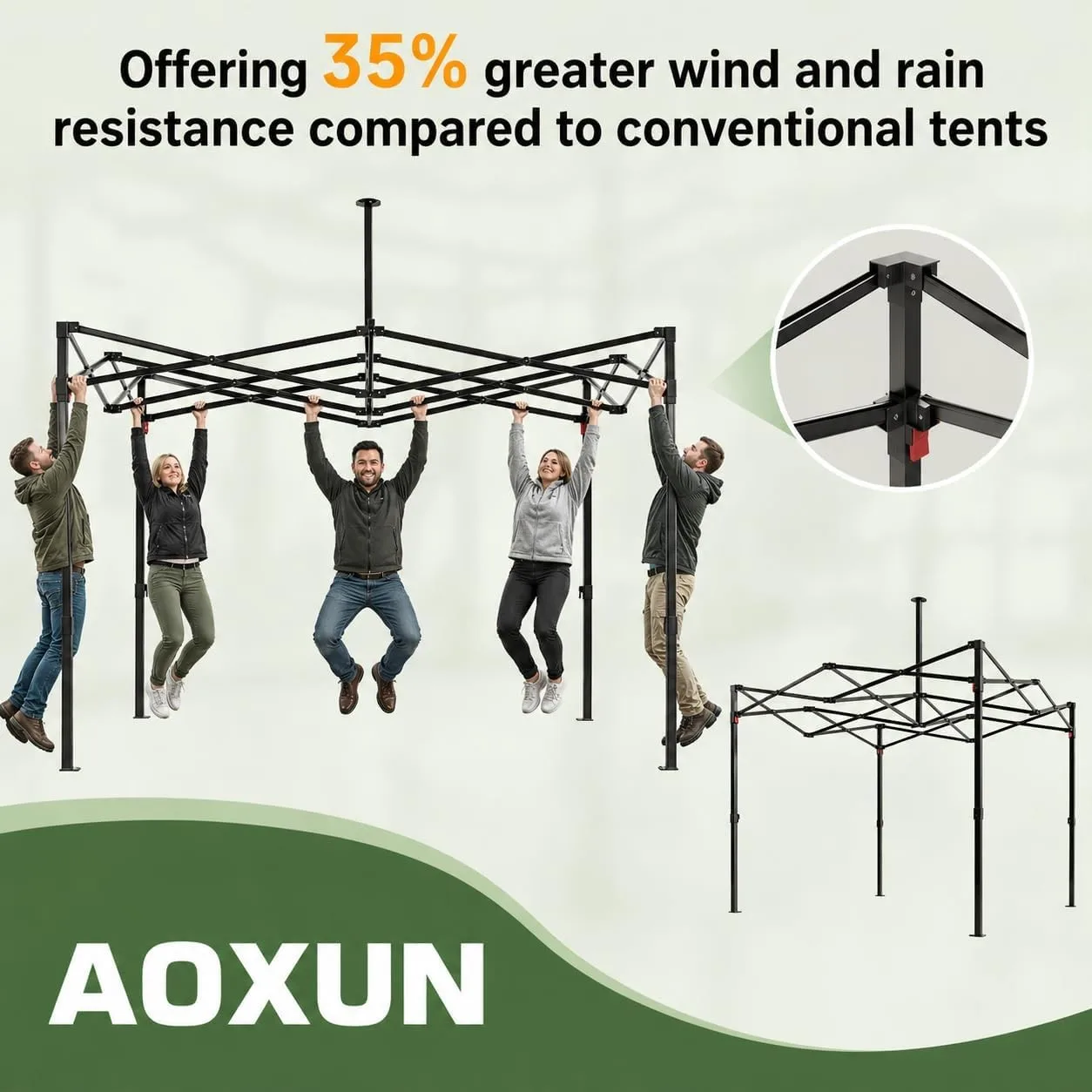 Aoxun 3x3m Pop Up Gazebo Tent Waterproof UV50+ Folding Canopy with Sand Bags & Carry Bag Outdoor Party Tent for Camping Beach Wedding