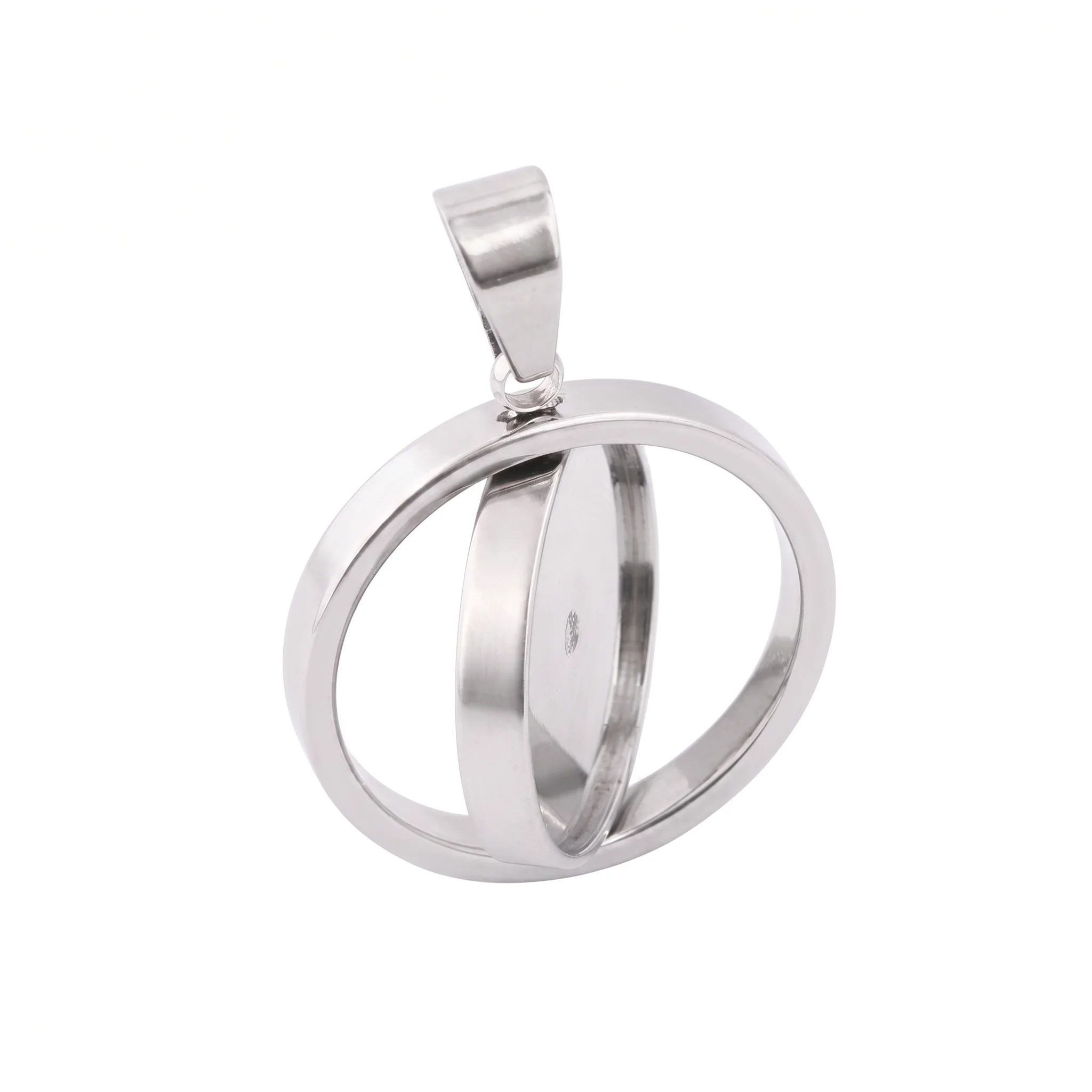 3pcs Stainless Steel Spinning Double Sided Pendant Trays Gold Plated 20mm Cabochon Bezel Settings For Necklace Jewelry Making
