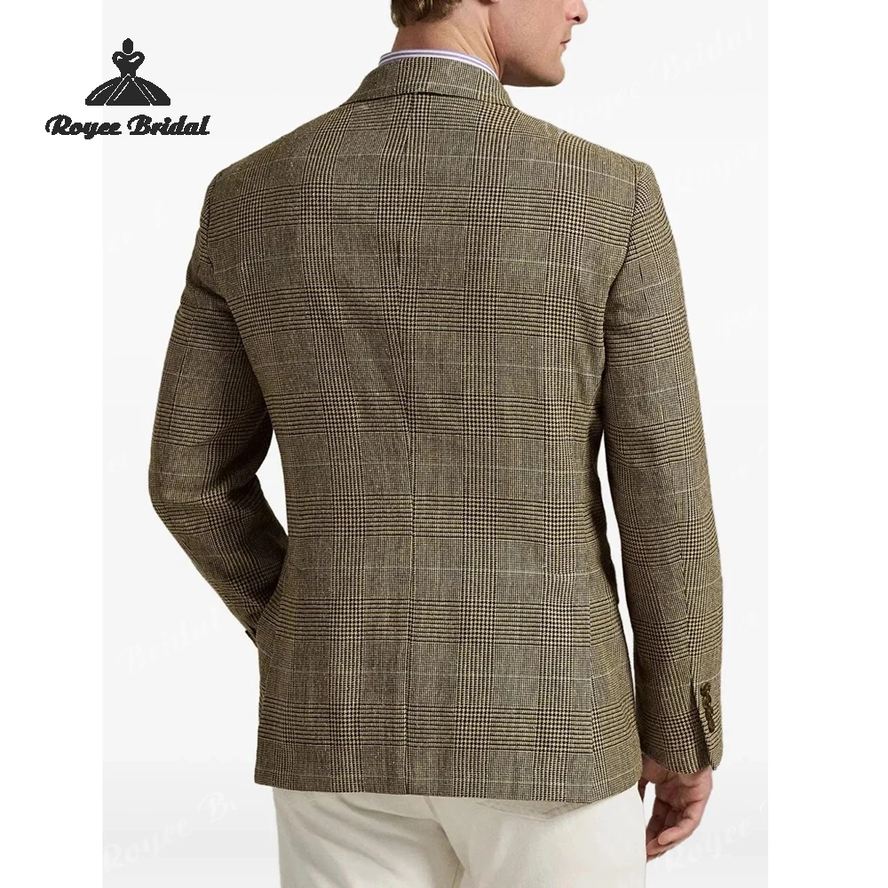 Check Two Piece Double Breasted Peak Lapel Men's Suit Wedding 2026 Evening Business Suit Customized trajes para hombre