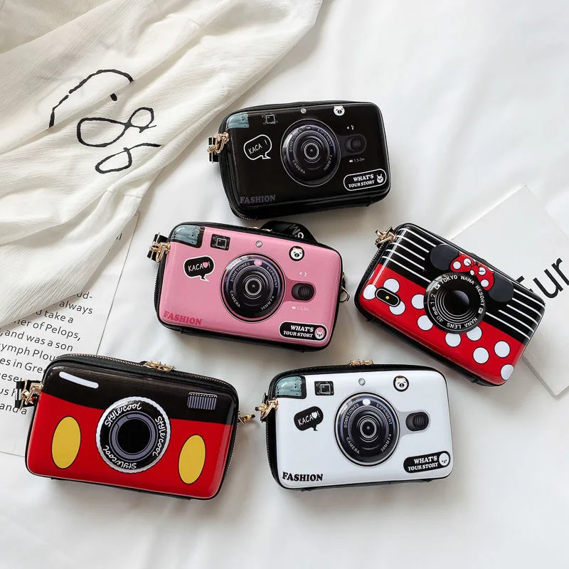 Trendy Camera Design Cartoon Print PU Female Shoulder Bag Crossbody Messenger Bag for Women Casual Handbag Bolsa Purse Zipper