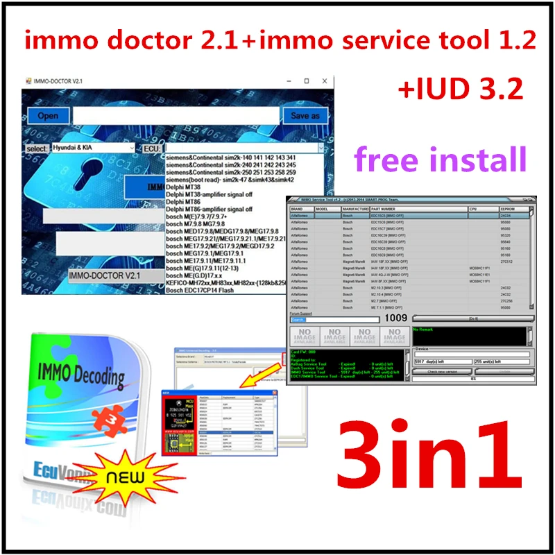 

Newest immo doctor v2.1+ IMMO SERVICE TOOL V1.2 + IMMO Universal Decoding 3.2 with Free Keygen Unlimited Install + Video Guide