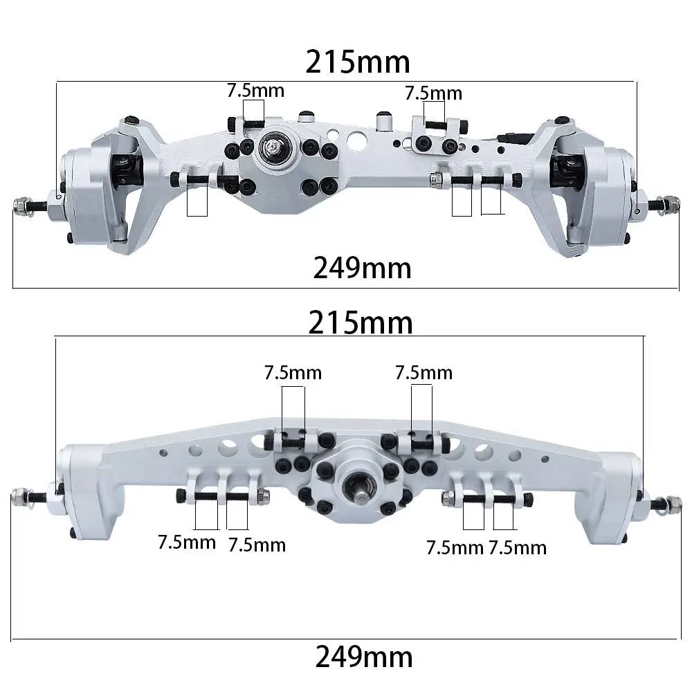 CNC Machined Aluminum Integrated Front Rear Portal Axle Anodized for Axial Capra 1.9 UTB AXI03004 AXI03000T1 T2 Buggy F9 Parts