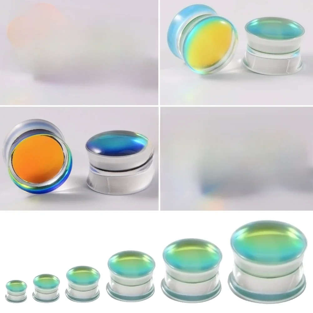 Para akrylowe Flash Film zatyczki do uszu Bling siodło podwójne rozszerzone korki Earlets Gauge Expander Piercing biżuteria — zdjęcie 2