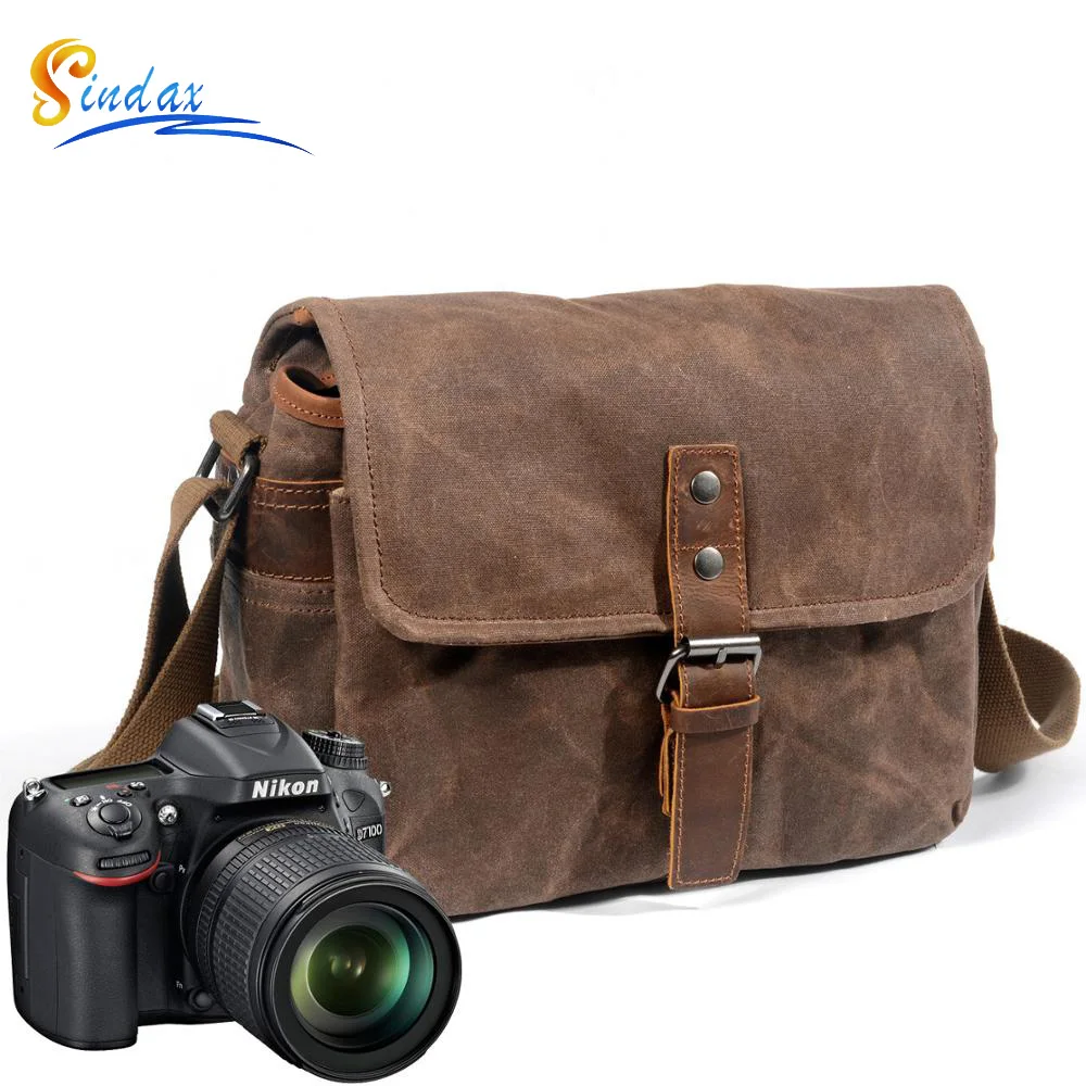 Retro Camera Bag Waterproof Photography Packages DSLR Shoulder Sling Case for Nikon Canon Sony Canvas Micro Single Messenger Men