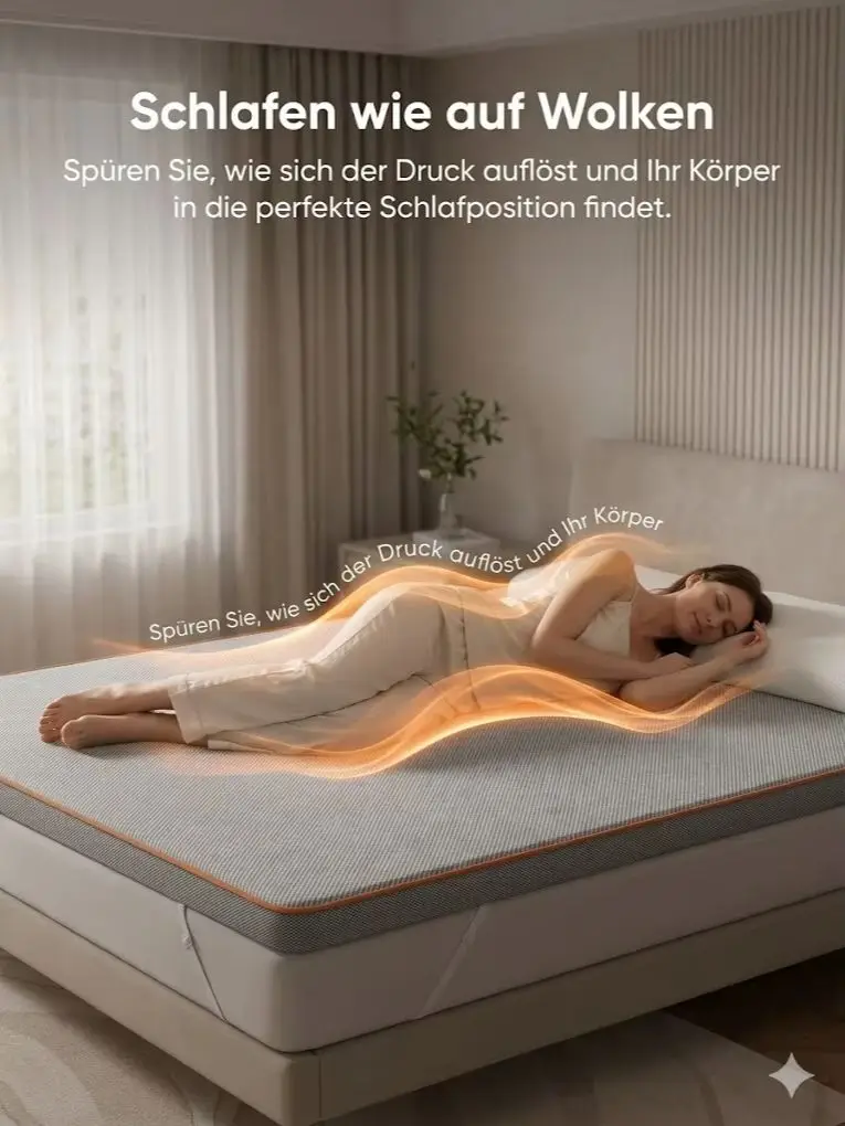 Matratzentopper 7.5cm Gel Kalt Schaum Waschbarer Bezug Anti-Rutsch Matratzenauflage für Rücken Bauch Seiten Schläfer