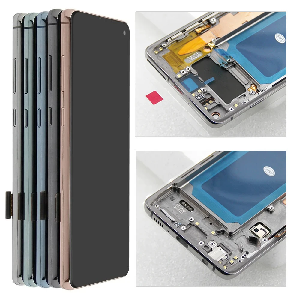 S10 Plus Screen with Fingerprints, for Samsung Galaxy S10+ G975F Lcd Display Digital Touch Screen wtih Frame for Samsung S10