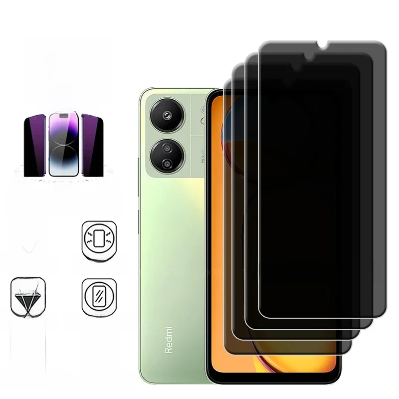 4 pçs para xiaomi redmi 13c vidro redmi 13c protetor de tela capa de telefone protetora 9h