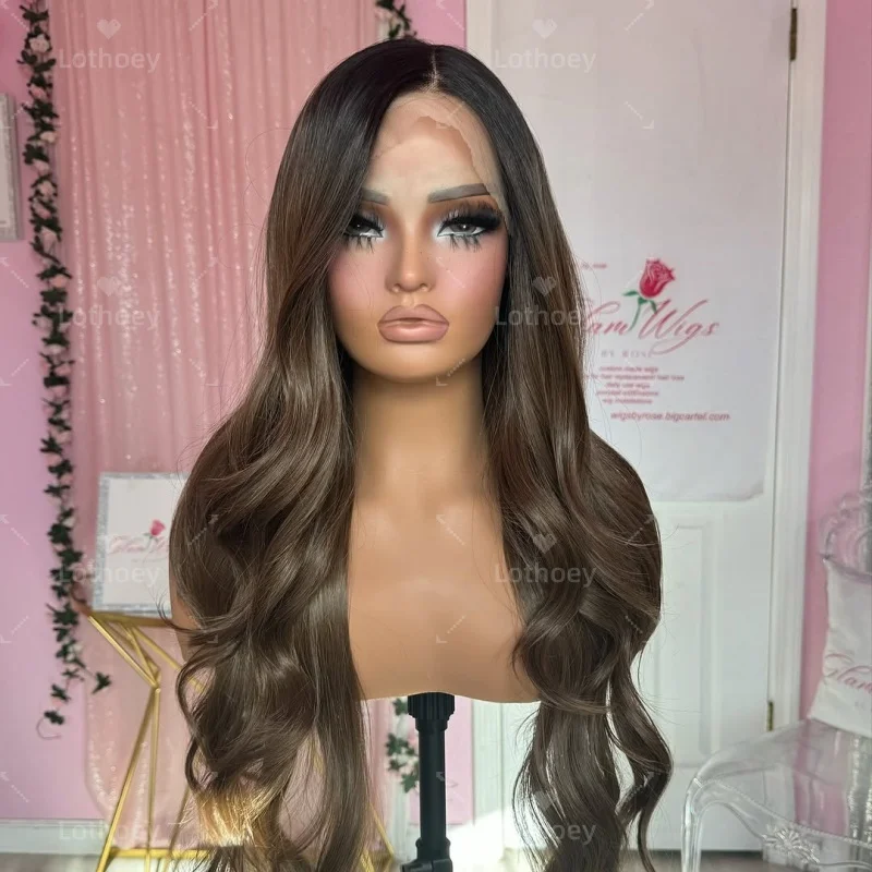 13x4 초콜릿 브라운 레이스 프론트 인모 가발 바디 웨이브 인모 가발 다크 브라운 13x6 레이스 프론탈 가발 여성용