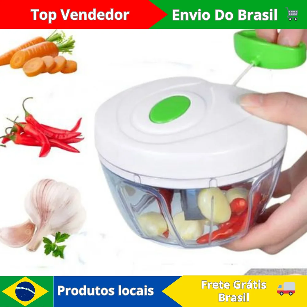 Premium Mini Manual Food Processor 500ml 3 Blades Inox