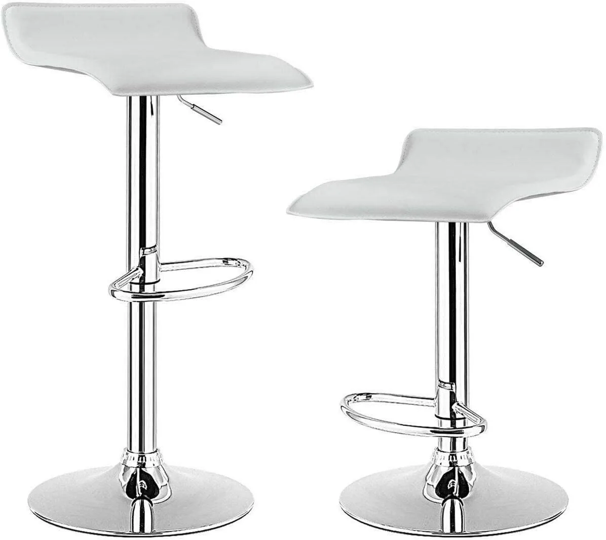 

Комплект из 2 барных стульев, регулируемые поворотные барные стулья, современные обеденные стулья без спинки из искусственной кожи с хромированным основанием, подставками для ног, в стиле кантри.