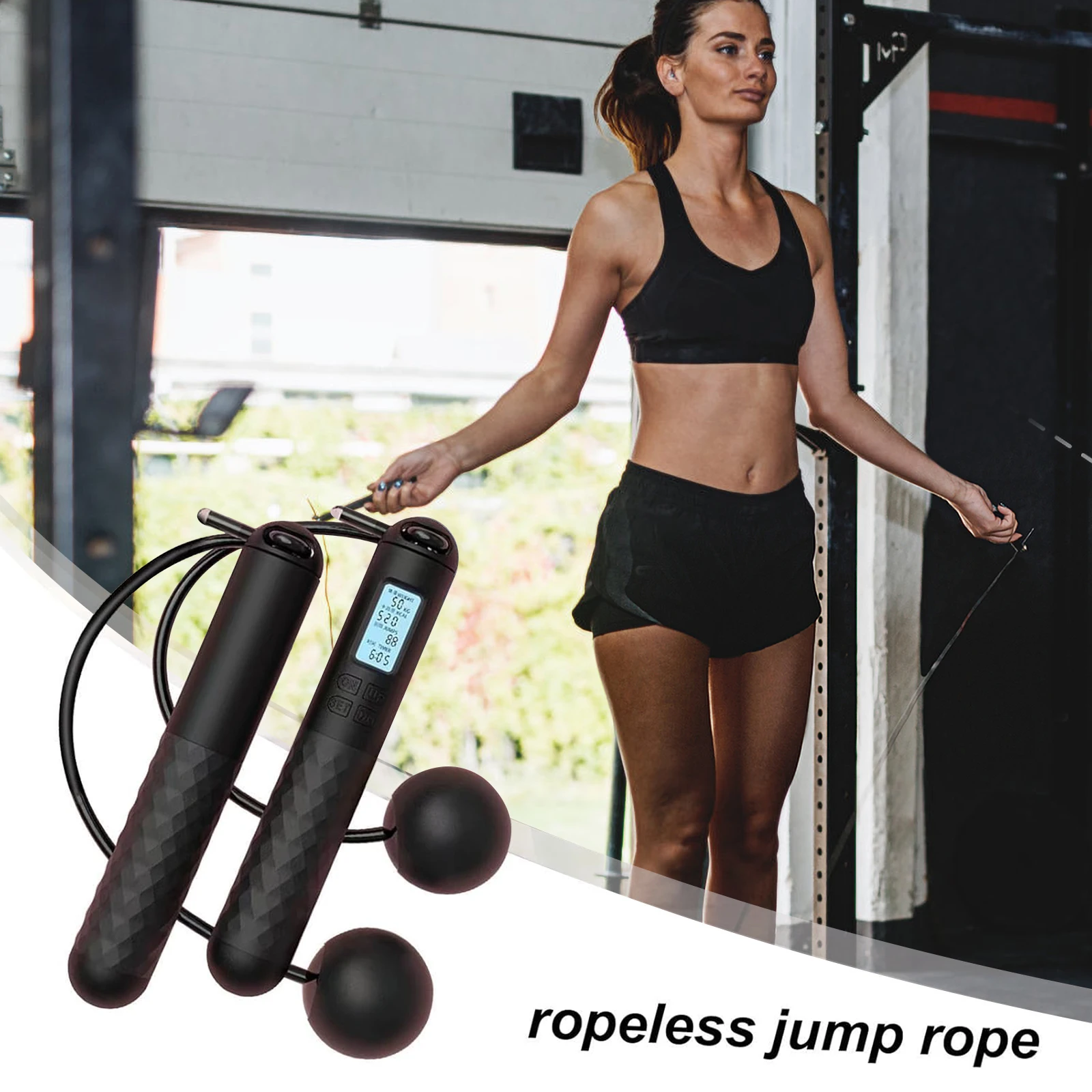 Cordless Electronic Jumping Rope Counting Speed Skipping Counter Gym Fitness Crossfit Skipping Smart Jump Rope with LCD Screen