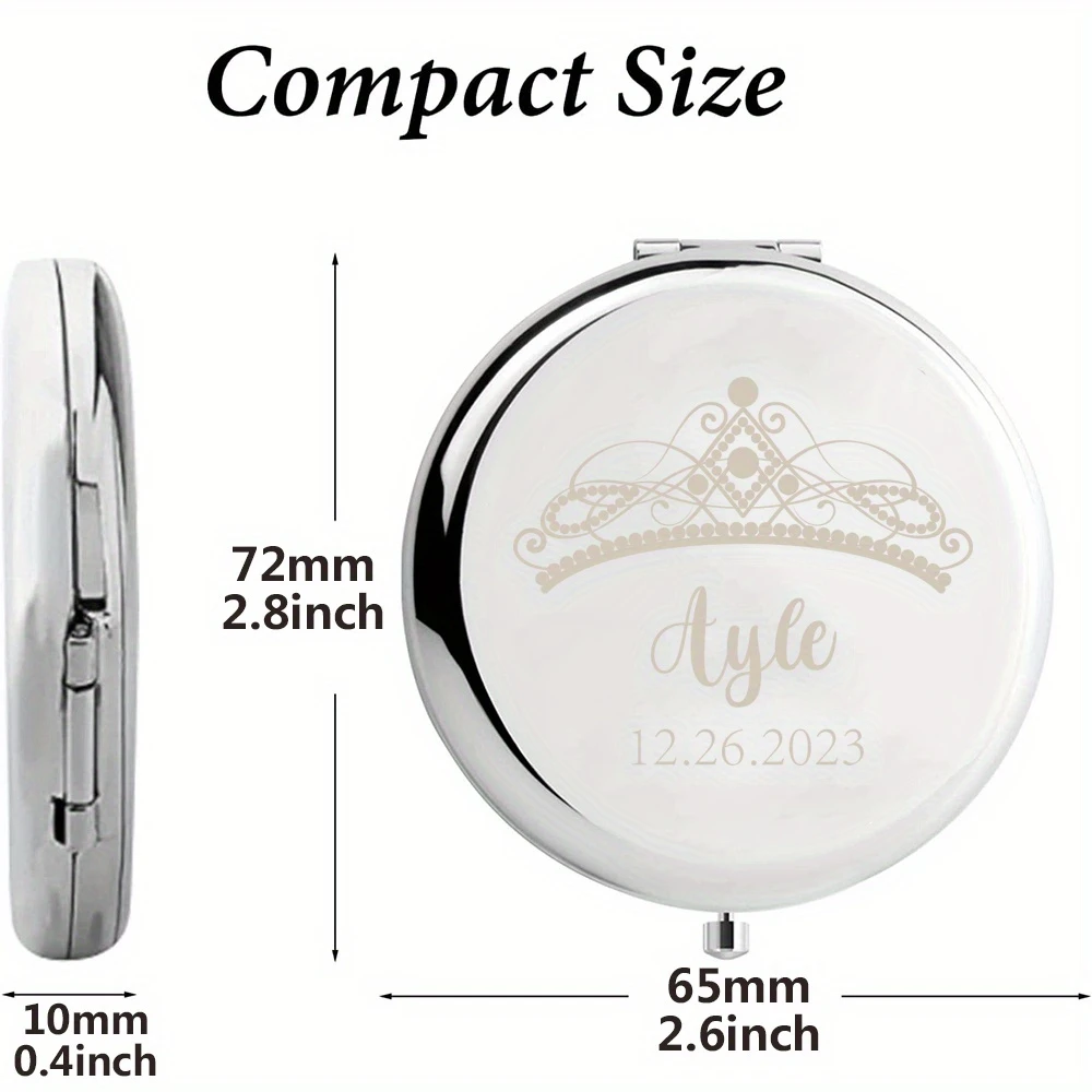 Custom Name Reflective Crown Folding Pocket Mirror, Memorable Keepsake Gift for Sister, Graduation, Parties & Birthdays
